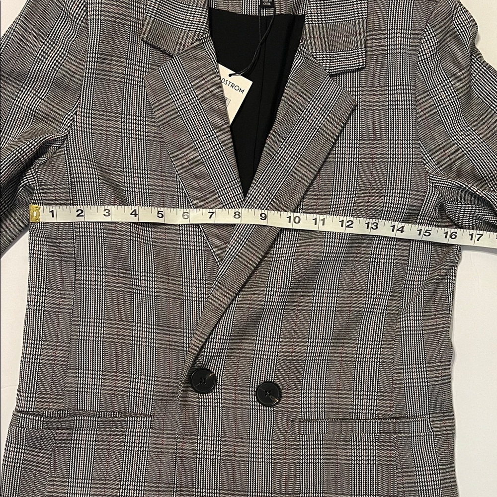 Lucy Paris double button grey plaid contemporary tailored Blazer XS NWT - Picture 14 of 15